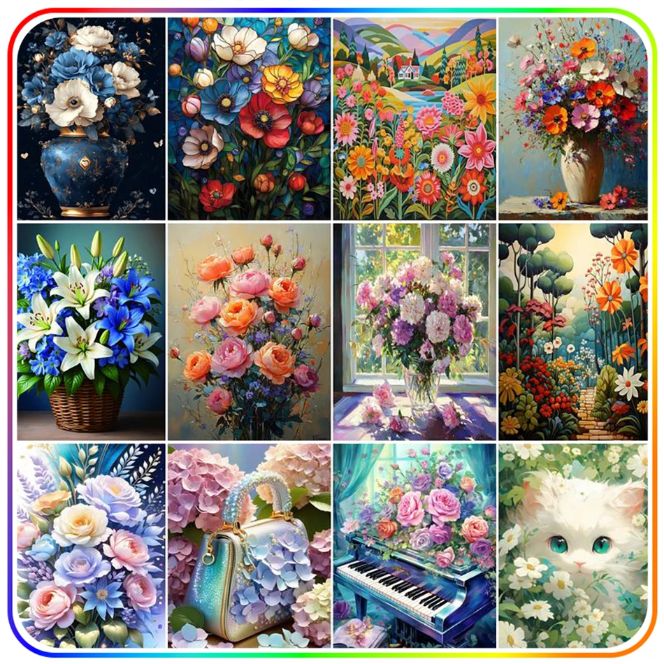 

SDOYUNO Diamond Painting Kits Flowers Handwork Embroidery 5D Diamond Mosaic Paintings Set Cross Stitch Diamond Art Accessories