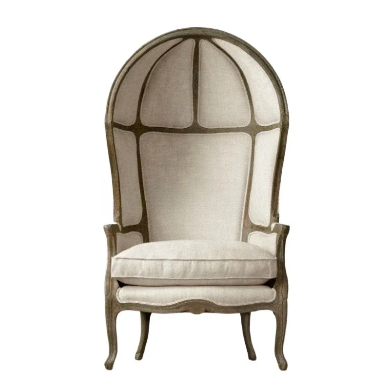 

American solid wood single space sofa chair, living room leisure oak fabric soft bag eggshell chair