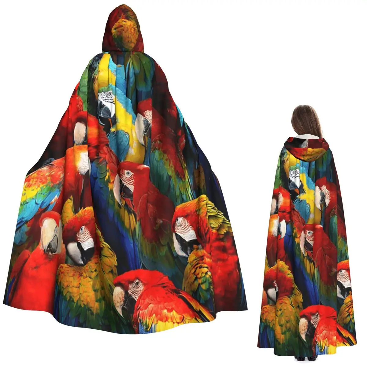 

Parrots Long Hooded Cloak Witch Medieval Costume Cosplay Cape HalloweenVampire Adult Unisex