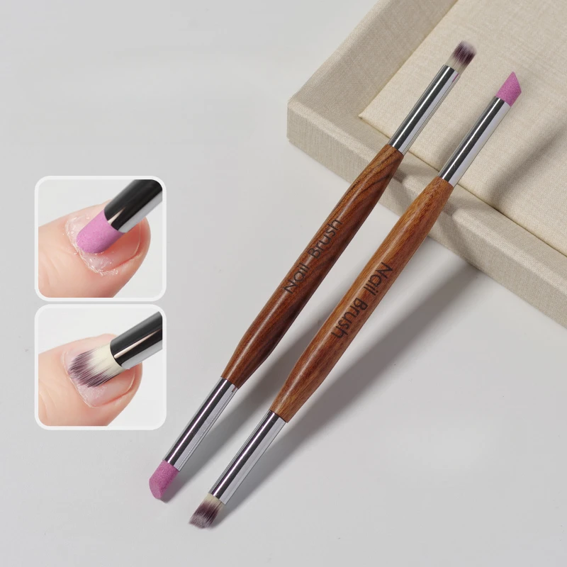 Nail Wooden Pole Double Headed Grinding Sweeping Pen Gradient Dyeing Carving Rubbing Scanning Pen Nail Surface Polishing Brushes