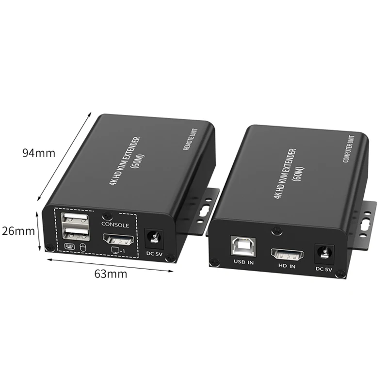 4K HDMI KVM موسع 60M عبر RJ45 إيثرنت Cat6 كابل HDMI USB KVM موسع الفيديو مع 2 إخراج حلقة التدريجي دعم لوحة مفاتيح الماوس