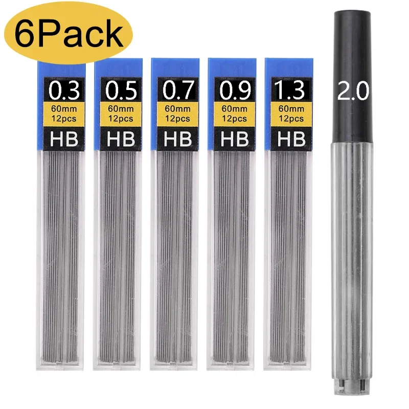 0.3 0.5 0.7 0.9 1.3 2.0mm Automatic Pencil Refill HB Writing Drawing HB Replaceable Refills Stationery School Office Supplies