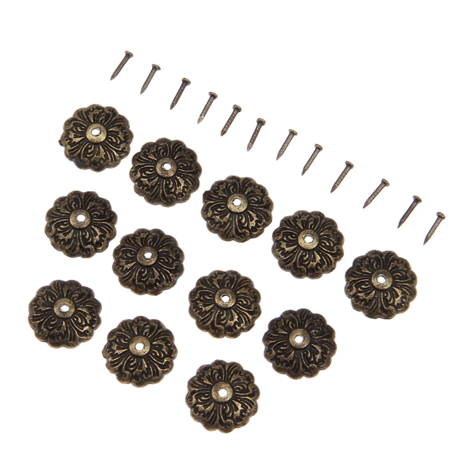 20 Sets Antique Furniture Upholstery Nail Tachas Jewelry Gift Case Box Door Sofa Decorative Tack Stud Pushpin Home Decor 15mm