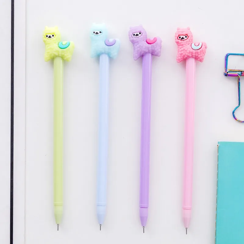 

4 Pcs/lot Kawaii Alpaca Cartoon Gel Ink Pens School Office Writing Supplies Gift Stationery Cute Pen Kids Prizes Cute Pens