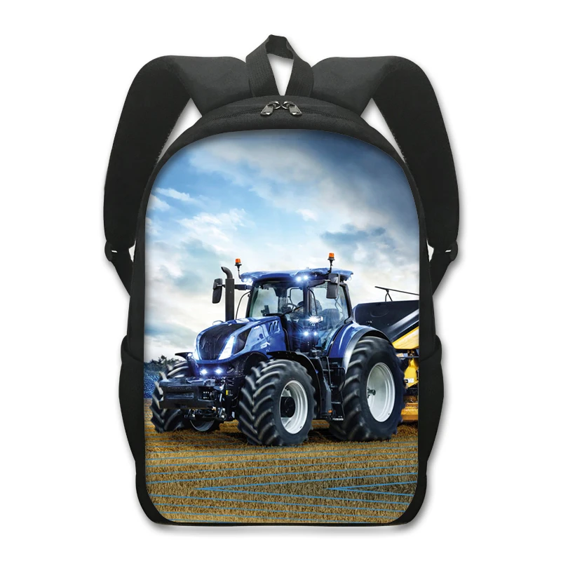 16 Inch Farming Tractor Print Backpack for Teenager School Bags Children Casual Back Pack Men Laptop Rucksack Portable Book Bag