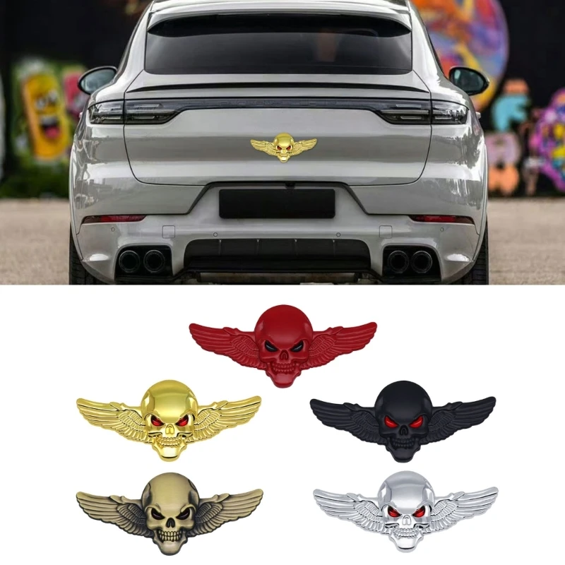 3D Skeleton Skull Wing Emblems Metal Badge Car Badge Sticker Car Grill Body Trunk Fenders Badge Sticker Decal