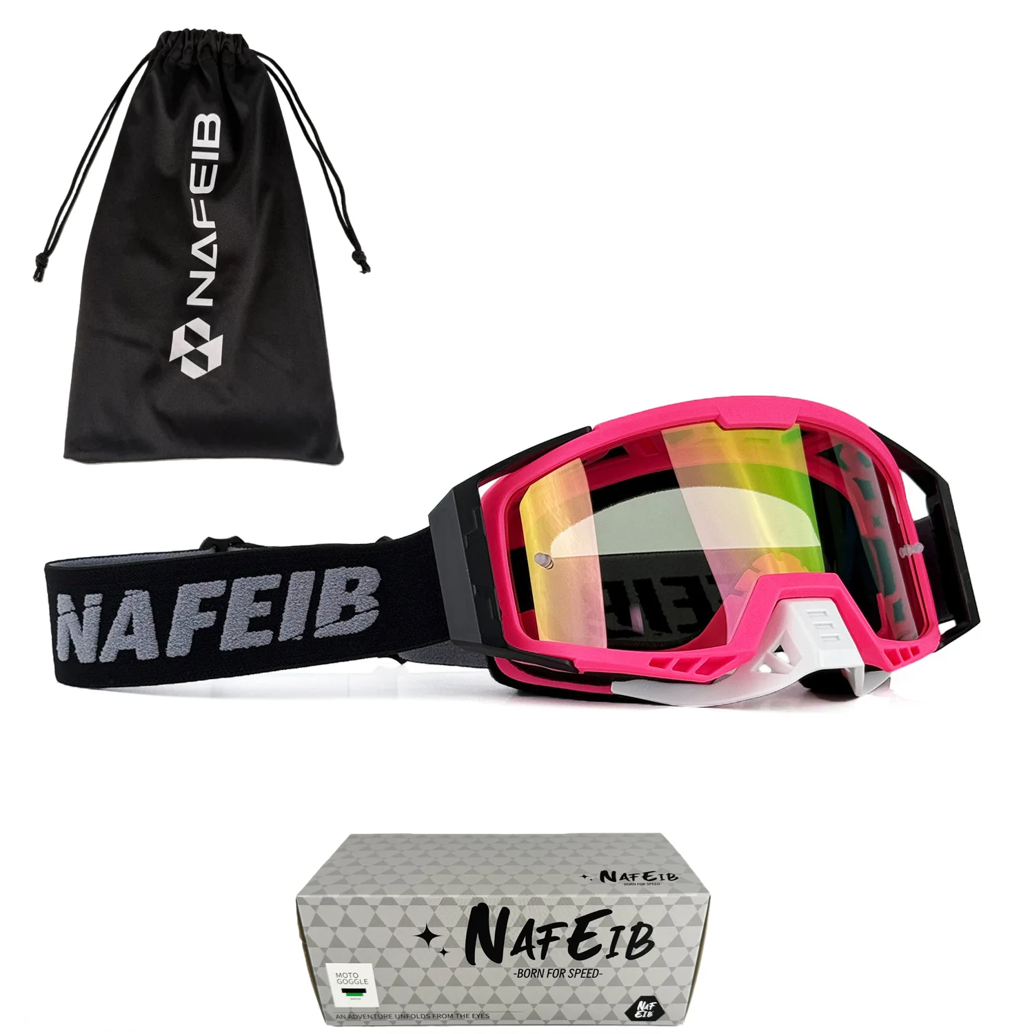 

1Pcs Multi-Color Nose-Protected Moto Goggles - UV400 Shatterproof, Off-Road Riding Eyewear for Euro-American Riders