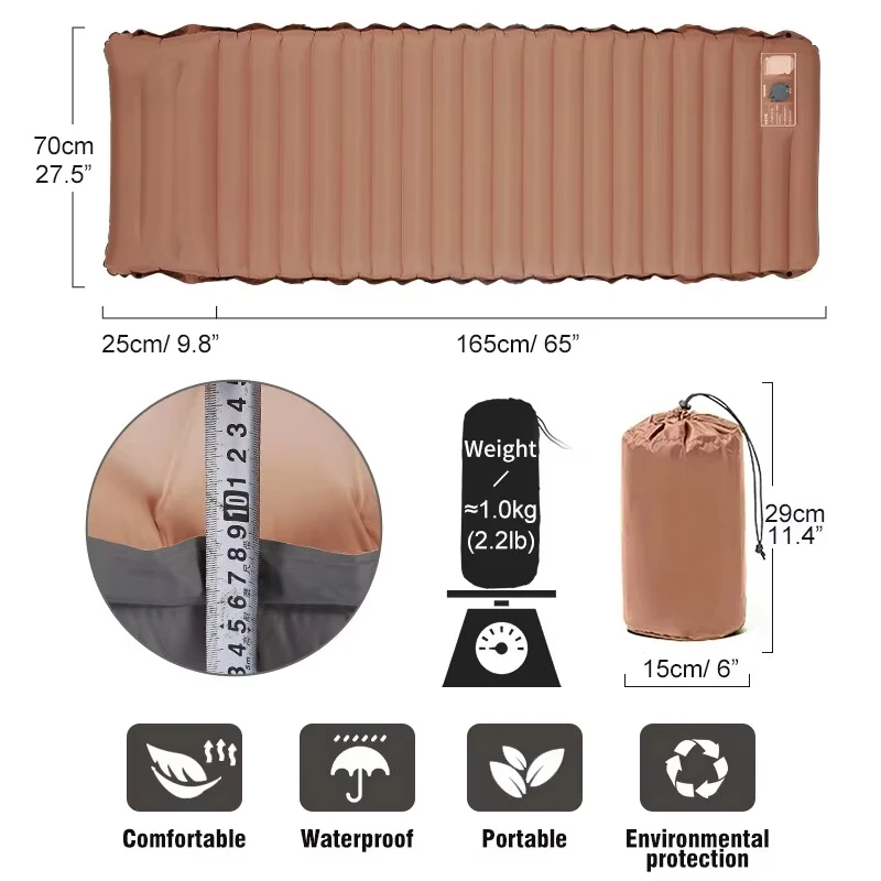 

Ultralight self-inflating air mattress, thick sleeping pad, jointed inflatable bed, beach picnic mat, camping tent air cushion.
