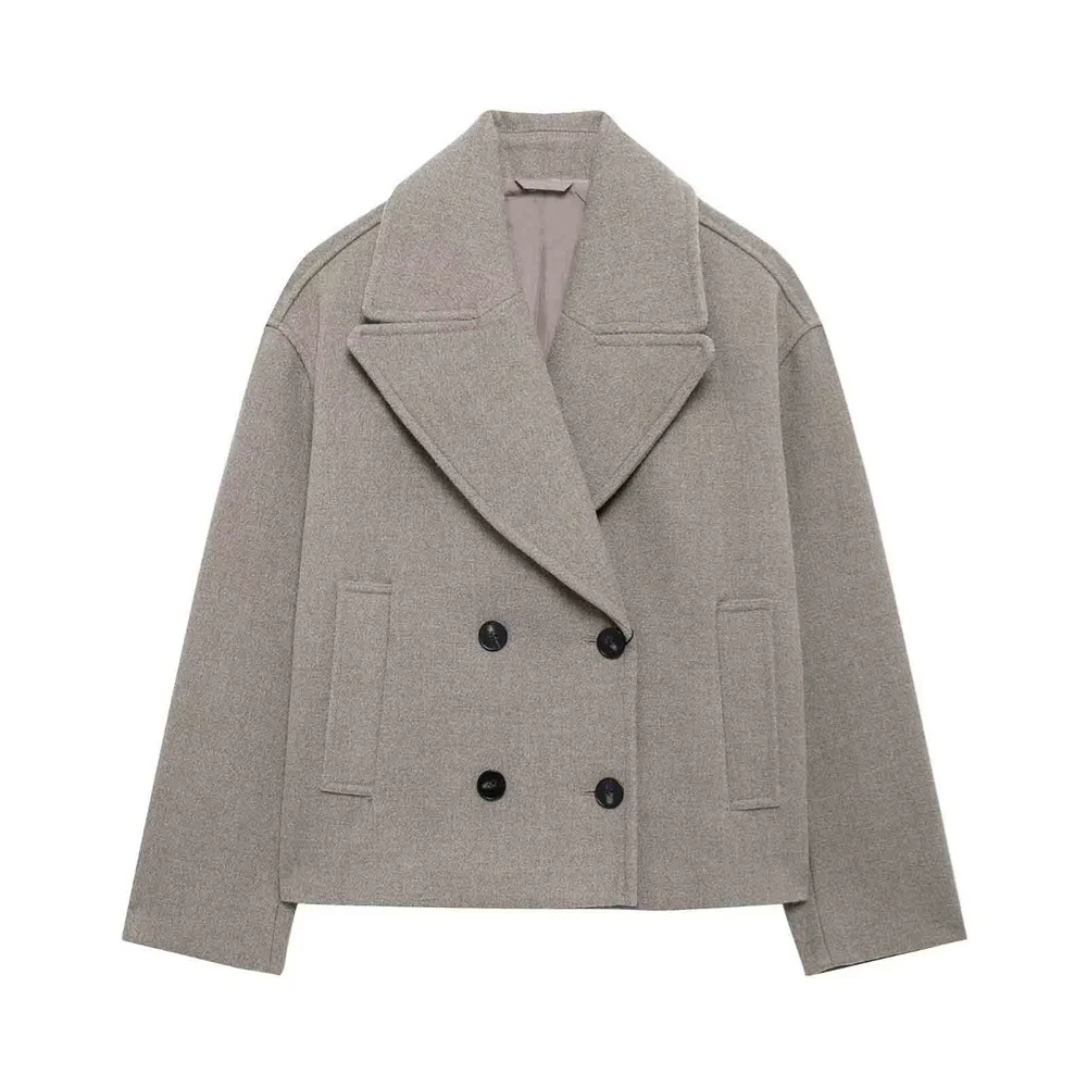Manteau court mélangé à Double boutonnage pour femme, nouveau produit décontracté, mode et polyvalent, automne/hiver 2024