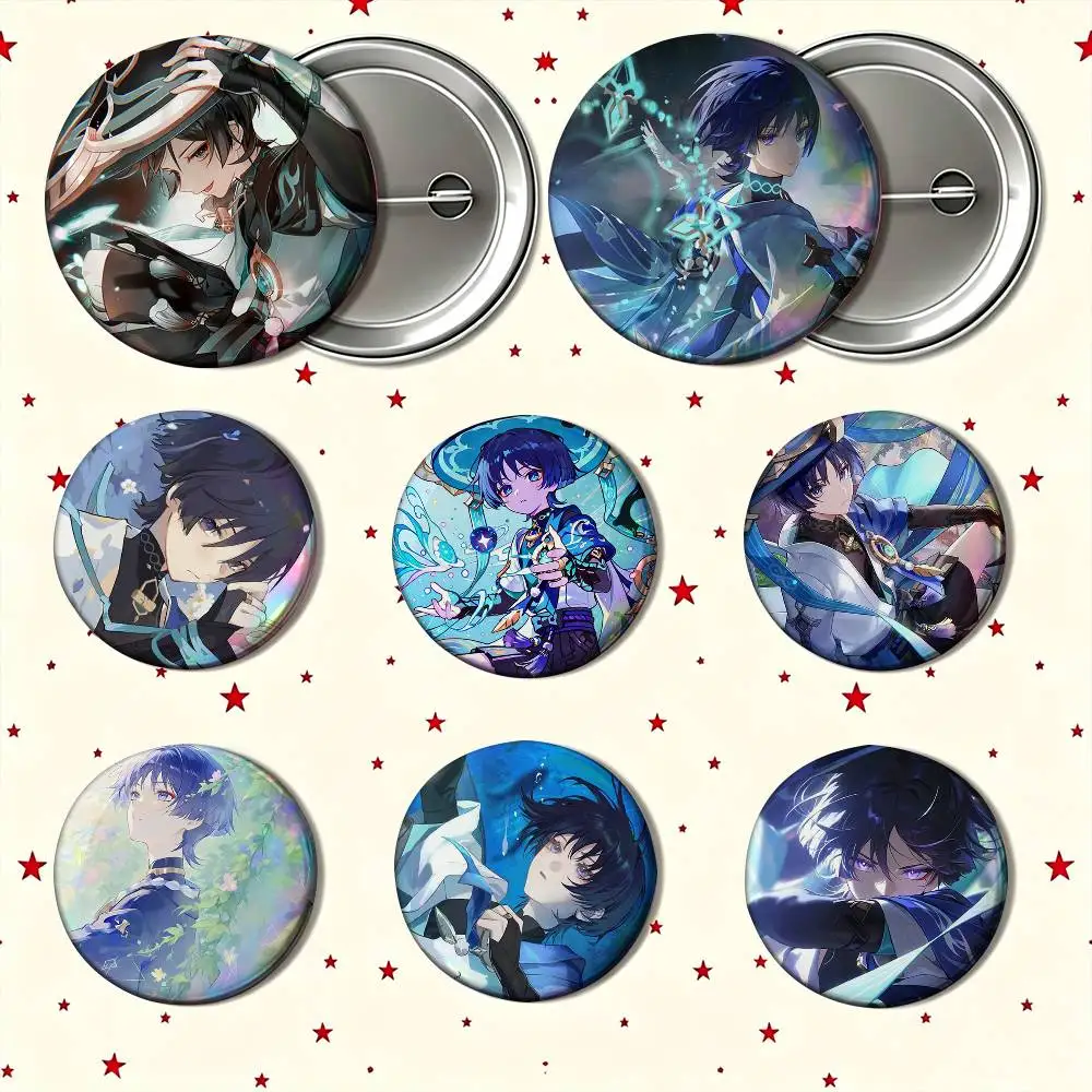 Popular Game Genshin Cool Wanderer 25mm 32mm 44mm 58mm Anime Badges Brooches DIY Pins Decorations Birthday Gifts