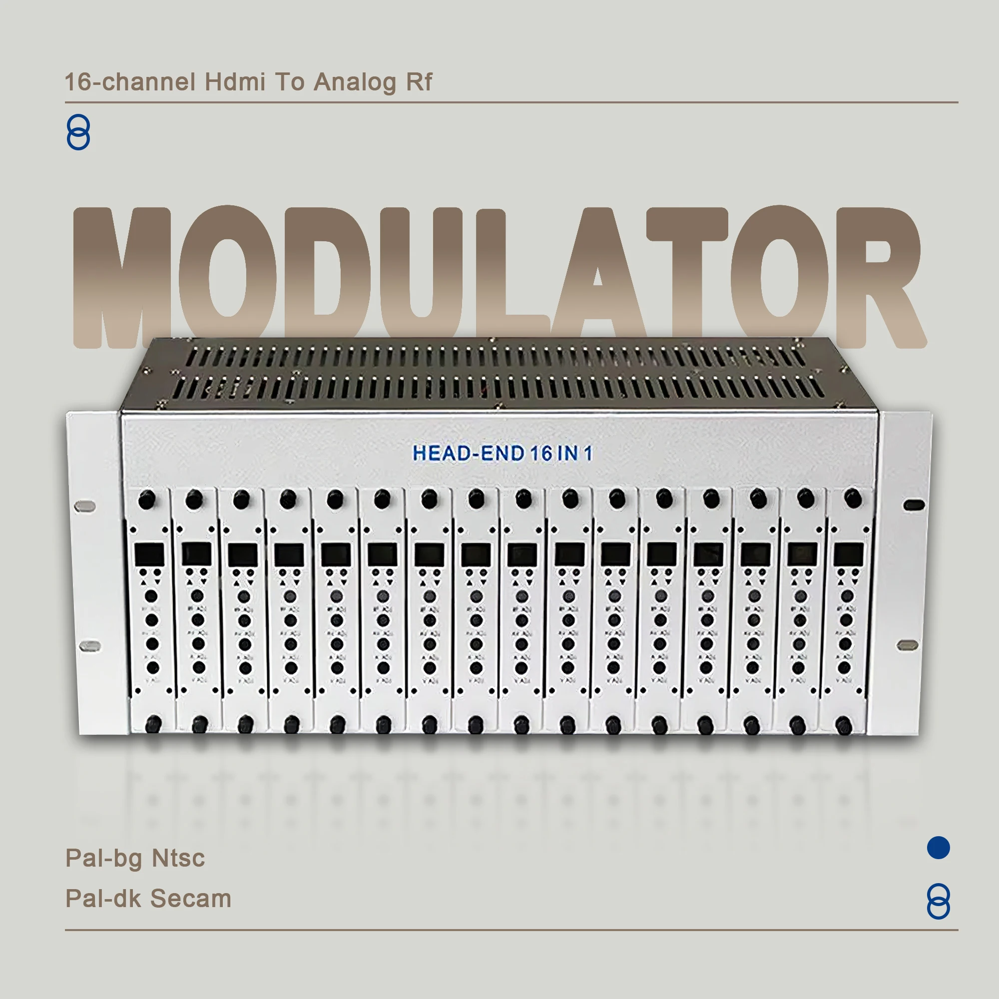 

16-channel Hdmi To Analog Rf Modulator Pal-bg Ntsc Pal-dk Secam Catv Analog Modulator Catv Front-end System For Hotel