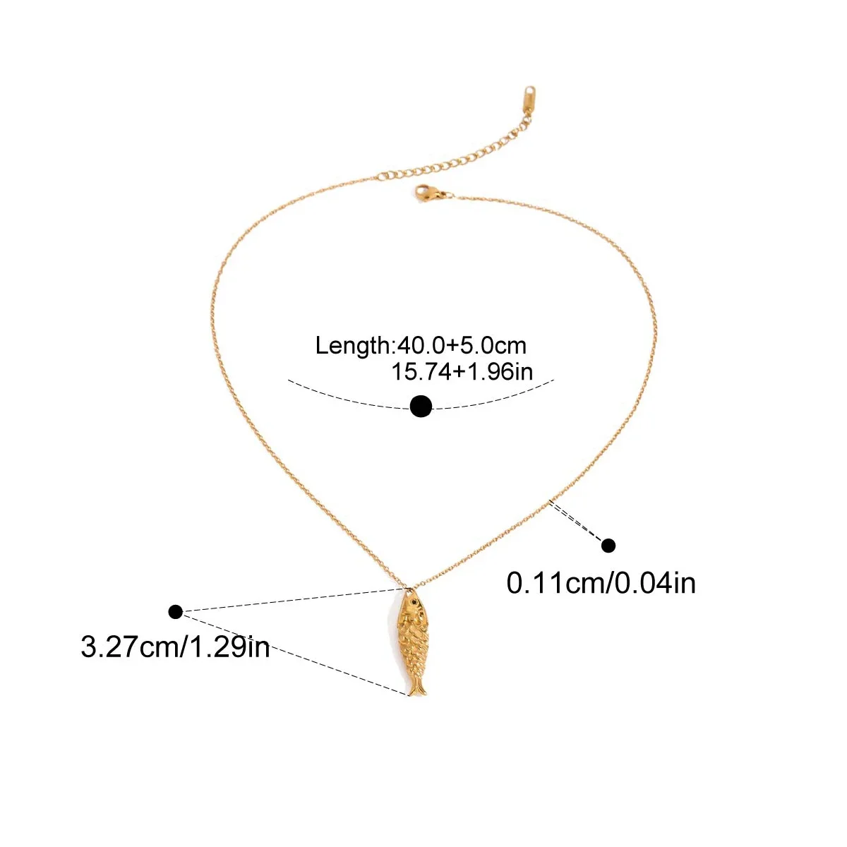Creativity Stainless Steel Fish Chic Pendant Necklace 18K PVD Plated High Quality Charm Stylish Golden Jewelry