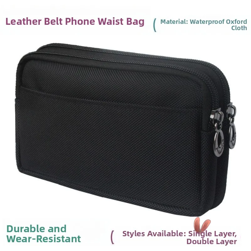 

Canvas Ox Cloth Mobile Phone Waist Bag for Men Waterproof Construction Site Smart Phone Universal Small Crossbody Bag