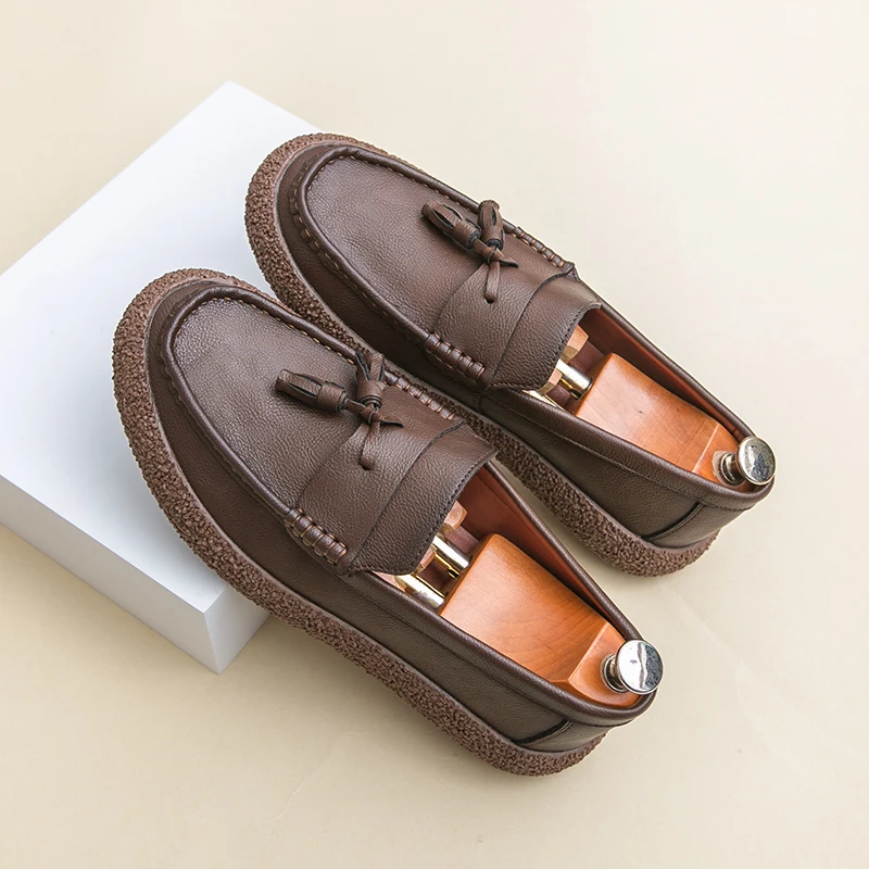 الرجال أحذية جلدية بدون كعب تدليك باطن الكورية نمط العصرية الرجال العمل حذاء رسمي مسطحة القاع التنقل حذاء فاخر تنوعا