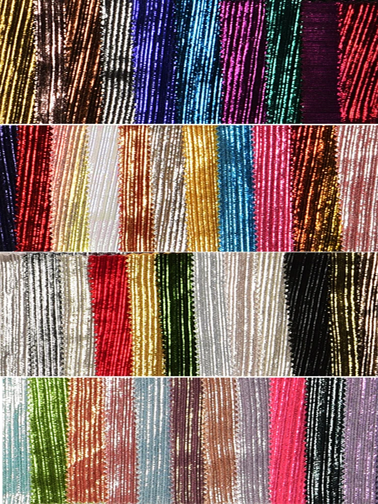 Strips Spandex Bronzing Fabric Bright Colorful Striped Stage Clothing Beauty Strip Knitted Stretch Clothing DIY Fabric