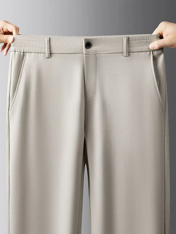 

Новые мужские повседневные брюки 2025 года: летние, весенние, свободные, прямые, из тонкого ледяного шелка, модные, брендовые, INS, с высокой эластичностью, длинные штаны