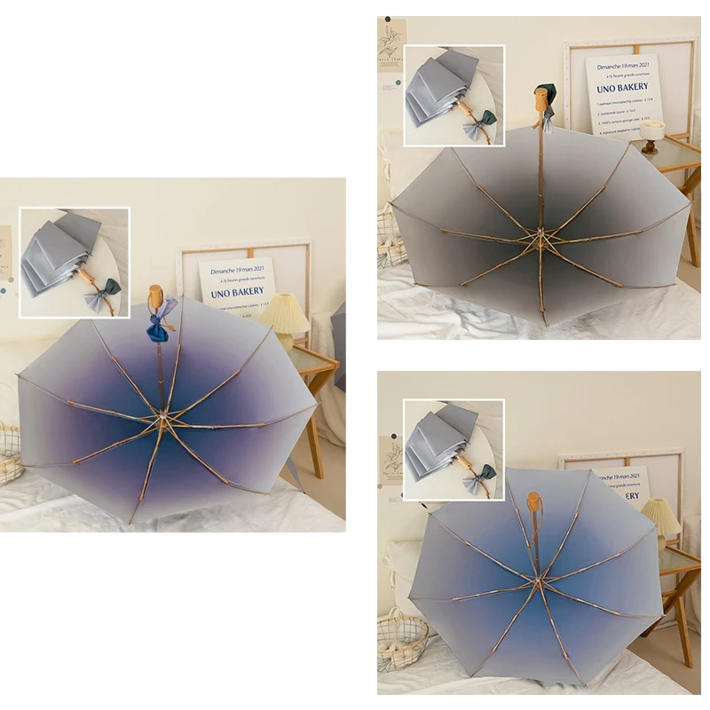 Black Rubber Double-Layer Sun Protection Umbrella Professional Anti-Ultraviolet Sun Umbrella Female Sunshade