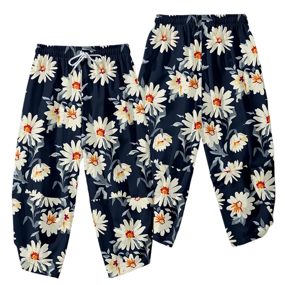 New Men‘s Loose Floral Print Jogging Pants Streetwear Casual Trouser Harem Pants Harajuku Sweatpants