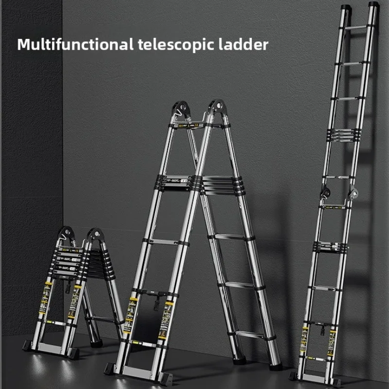 

New upgraded stainless steel telescopic ladder, household straight ladder, folding zigzag ladder, maintenance specific ladder