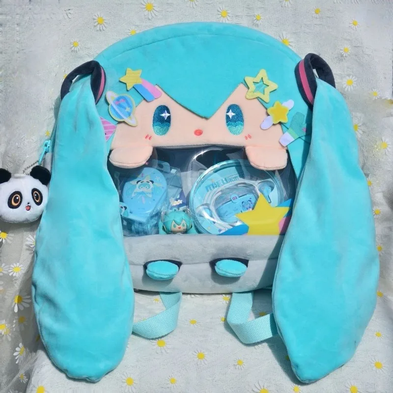 Kawaii Hatsune Miku Plush Crossbody Bag Anime Big Mouth Pain Bag Itabag Cute Virtual Singer Shoulder Bag Girls Cosplay Gift