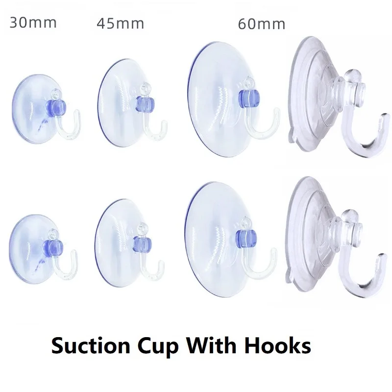 10Pcs Suction Cup With Hooks Vacuum Sucker Hooks for Shower Window Glass Suction Cup Hangers Reusable for Bathroom Sucker