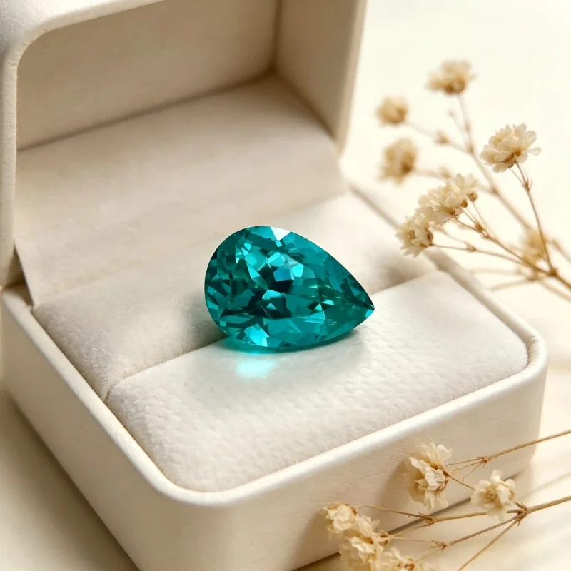 AParaiba Pear Shape Artificial Gemstone Neon Blue Color Available Certificate Factory Outlet