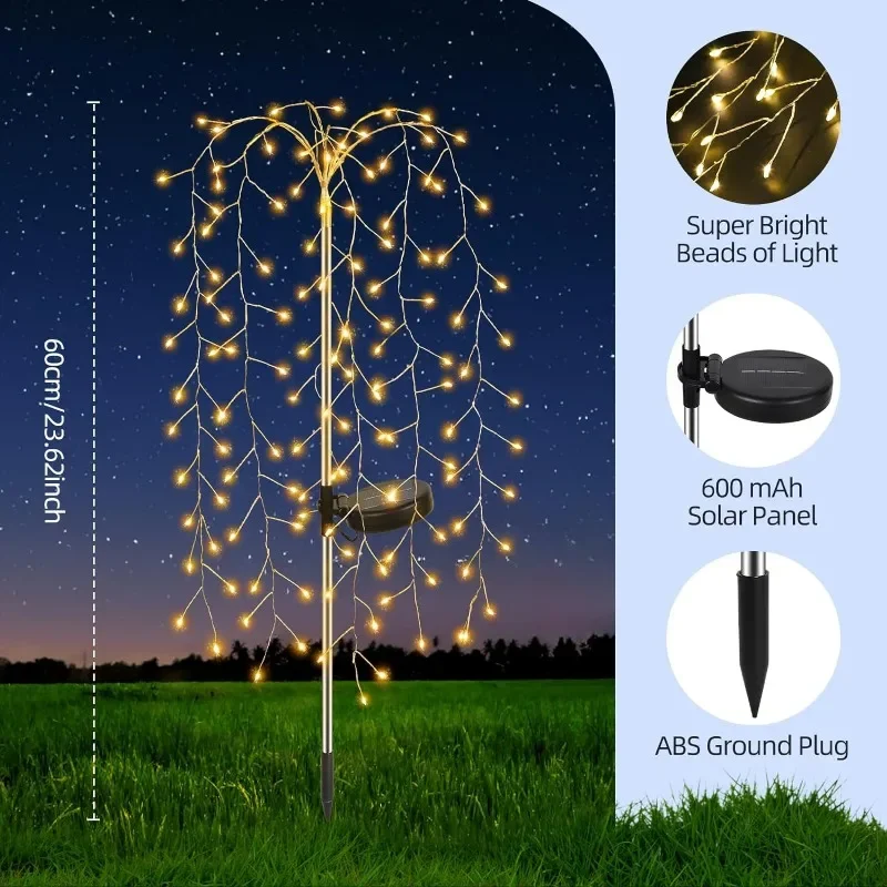 

Solar LED String Light Outdoor Solar Artificial Tree Lights Waterproof Willow Trees Lights for Patio Lawn Pathway Garden Decor