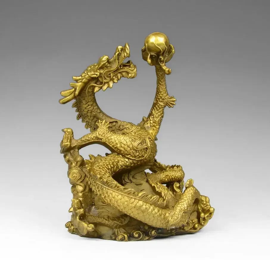 Pure copper dragon handicraft decoration Feng Shui Zhaocai home decoration five claw Golden Dragon