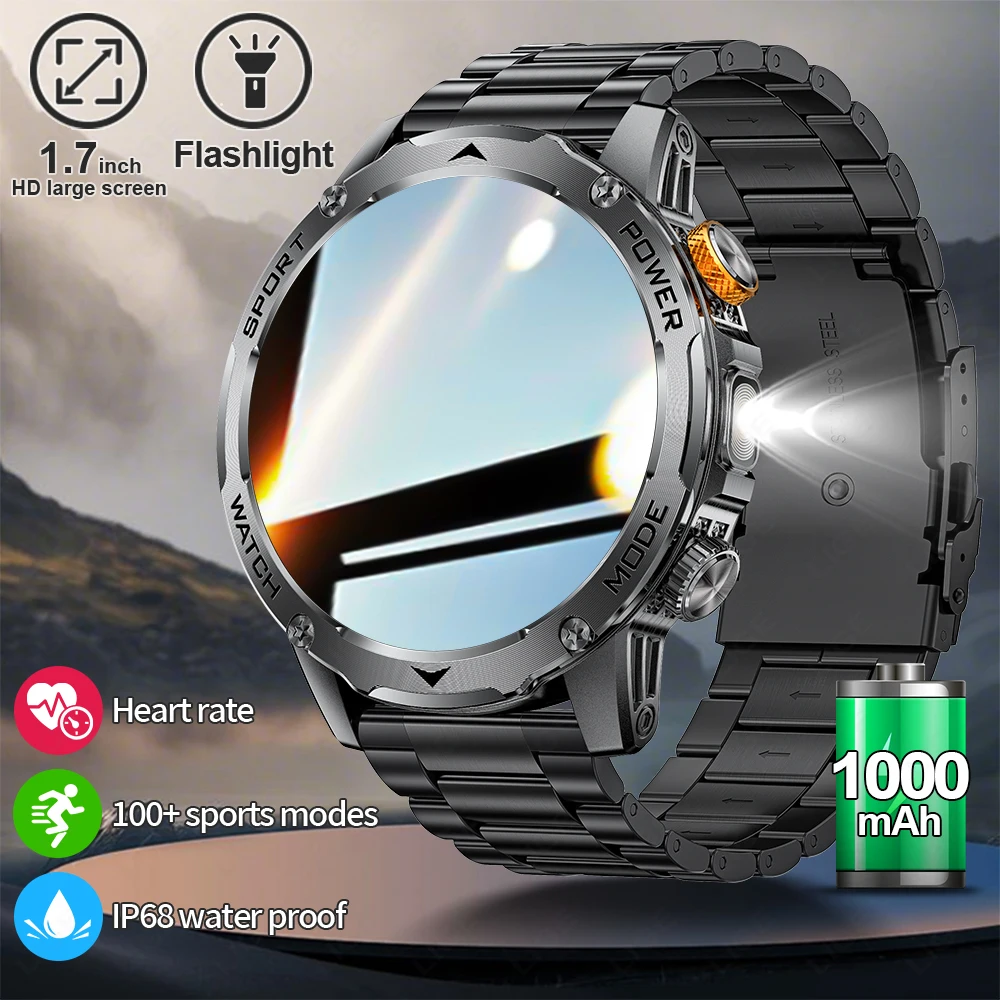 

LIGE 1000 мАч Смарт-часы 1,7-дюймовый экран Bluetooth-вызов Голосовой помощник Часы Спортивный фитнес IP68 Водонепроницаемые умные часы для мужчин
