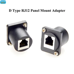 D Type RJ12 6P6C Convertor RJ12 Flange Chassis Mount Adapter RJ12 Female to Female Connector RJ12 Socket Feedthrough Coupler