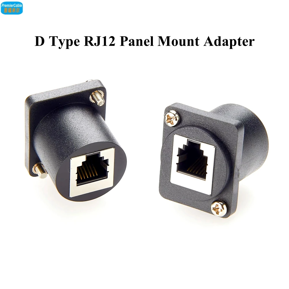 D Type RJ11/RJ12 6P6C Panel Mount Feedthrough adapter CAT3 RJ12 Female to Female Flush Mount Telephone Pass Through Socket