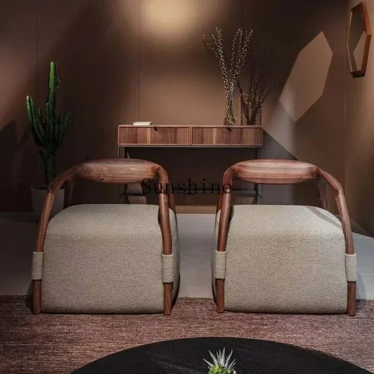 Chinese light luxury single sofa creative living room solid wood simple leisure chair  FT