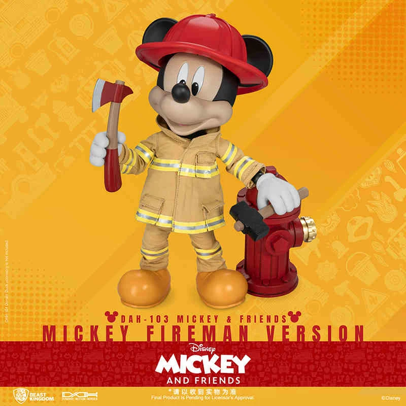 Disney Mickey And Friends Firefighter Series Figurine Mickey Mouse Donald Duck Cute Desktop Ornament Birthday Christmas Gift