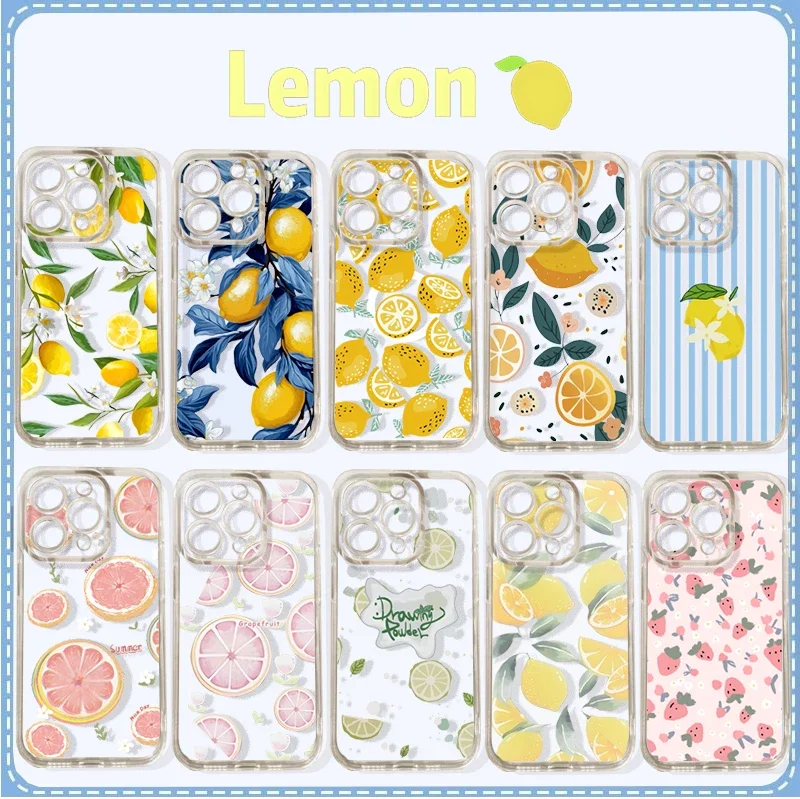 Funda de sandía y limón de fruta de verano para RENO 13F 12F 11F 10 11 12 PRO 8 7 6 5F 5 Lite OPPO A74 A94 A5 PRO 5G cubierta Y2K suave transparente