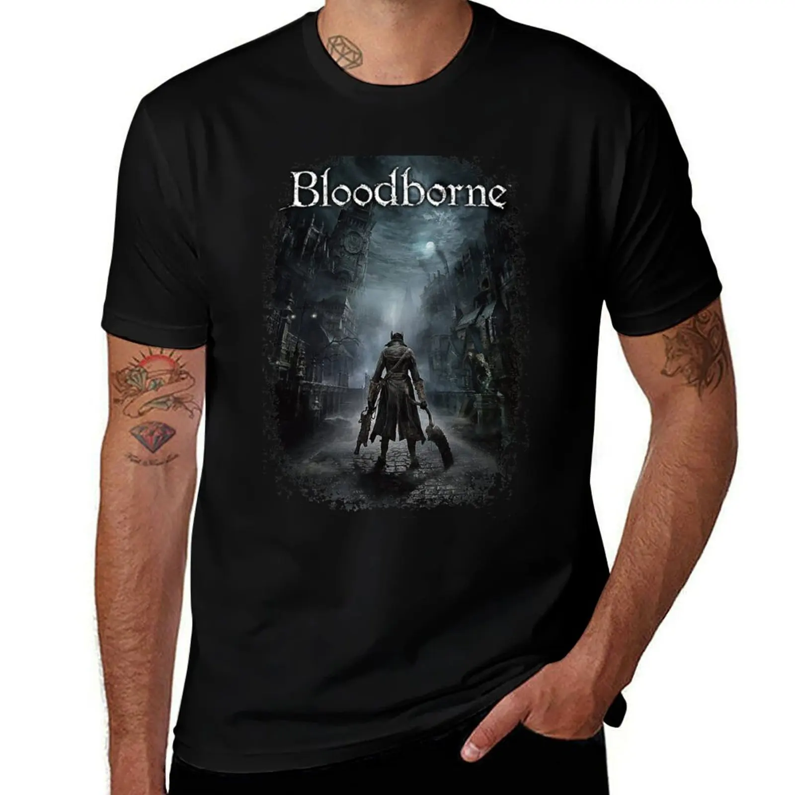 Main Hunter in Yharnam For Gamers T-Shirt Big Size Short Sleeve Tee for Men T-Shirt