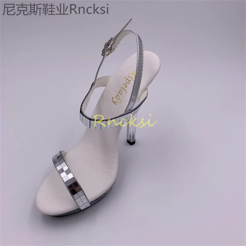 13cm Transparent sandals women\'s summer shoes new silver Joker fashion super high heels women\'s shoes