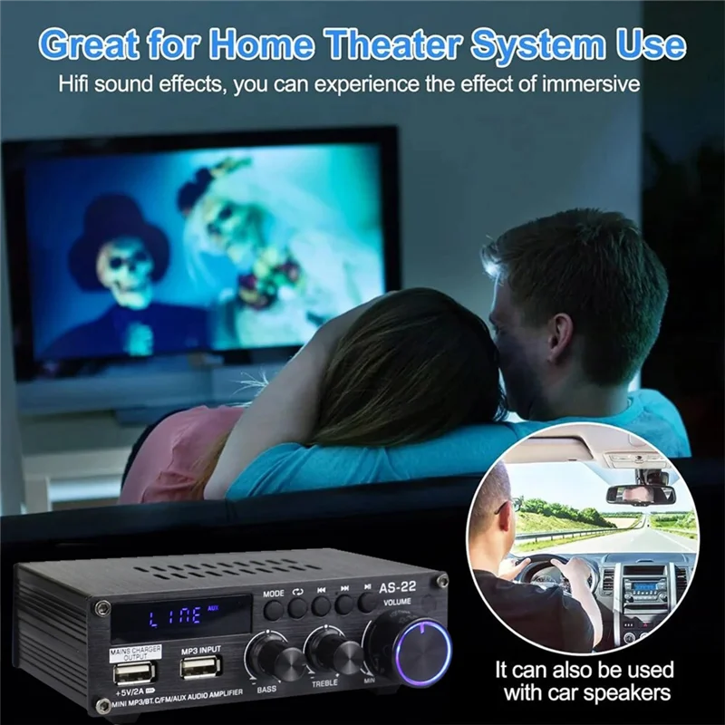 

AS94-AS22 Hi-Fi цифровой усилитель 30Wx2 2,0-канальный цифровой Bluetooth усилитель аудио усилитель приемник для автомобиля дома