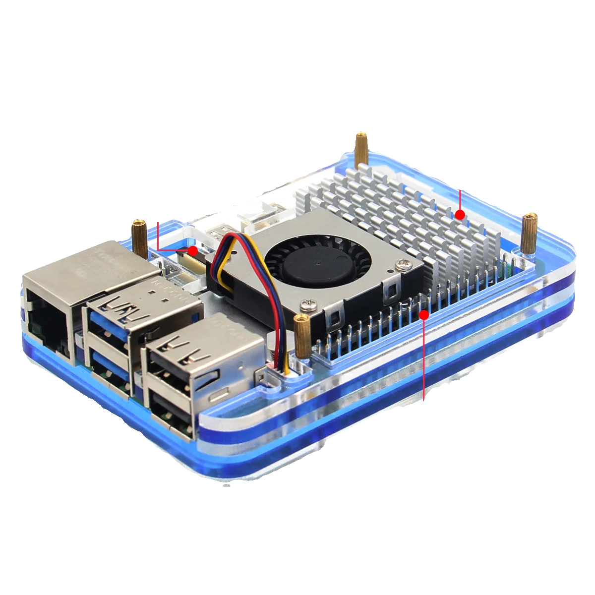 Raspberry Pi 5 Shell 5-Layer Acrylic Protective Shell Supports the Installation of Official Fans and Extensions