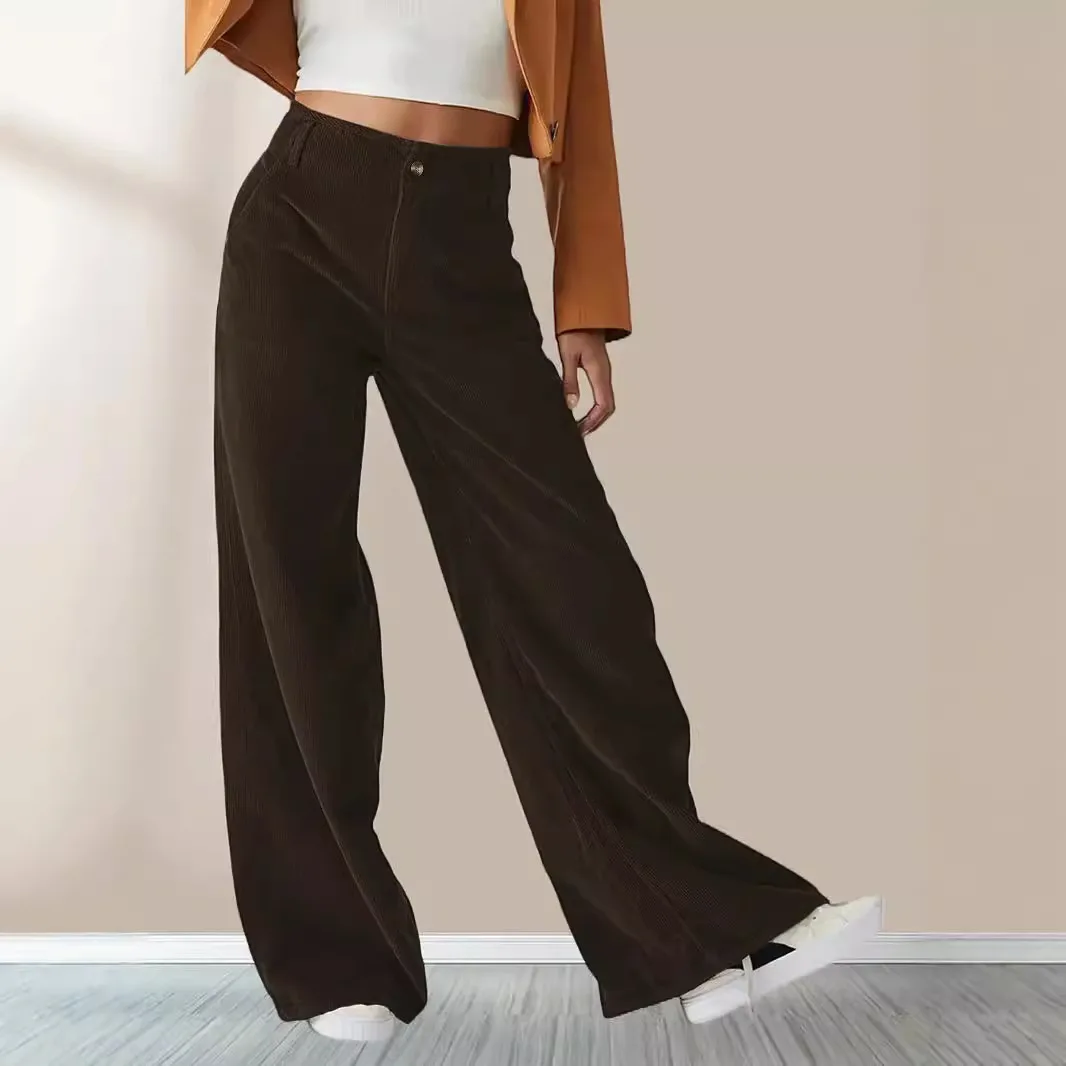 

High Waist Straight Leg Casual Pants Women's Long Trousers Autumn Winter New Style Drapey Slimming Effect Comfortable Fit
