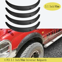 4Pcs/Set 3.1 Inch/80mm Universal Mudguards Flexible Car Fender Flare Wheel Arch Protector Car Mud Flaps Mudflaps Splash Guards