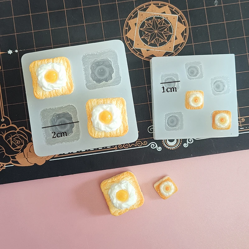 

Polymer Clay Mini Sun Egg Bread Silicone Mold Miniature Doll House Toy Breakfast Bread DIY Clay Molds