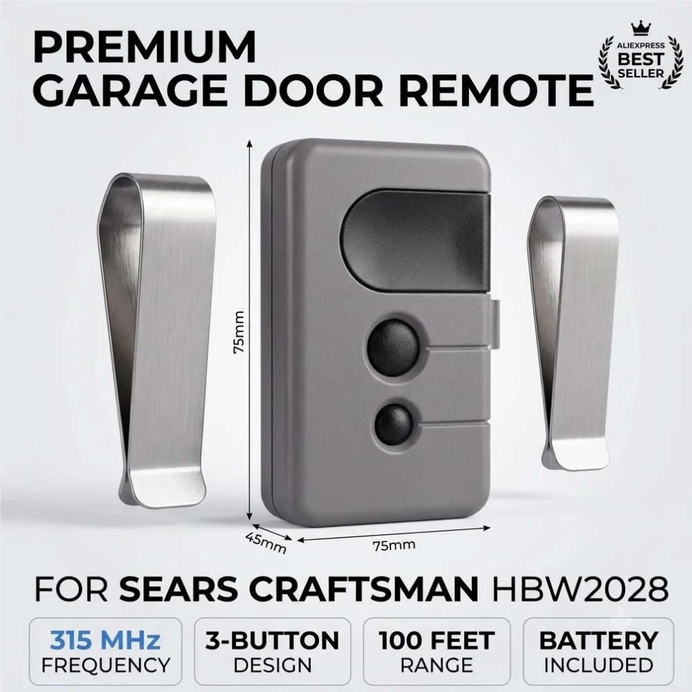 Craftsman Garage Door Opener Remote HBW2028 315MHz 3-Button 100ft Long Range Wireless Transmitter Control Gate Opener