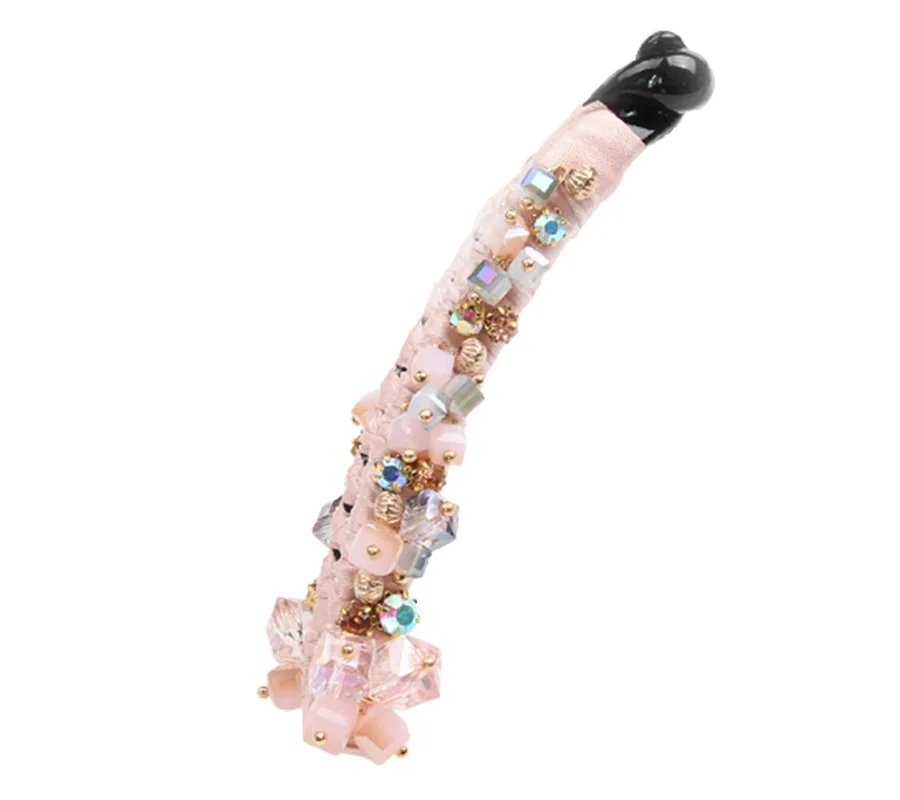 High-quality Korean Elegant Vertical Banana Hair Clip with Crystal Flowers Accessories for Women Pince Barette Cheveux Femme