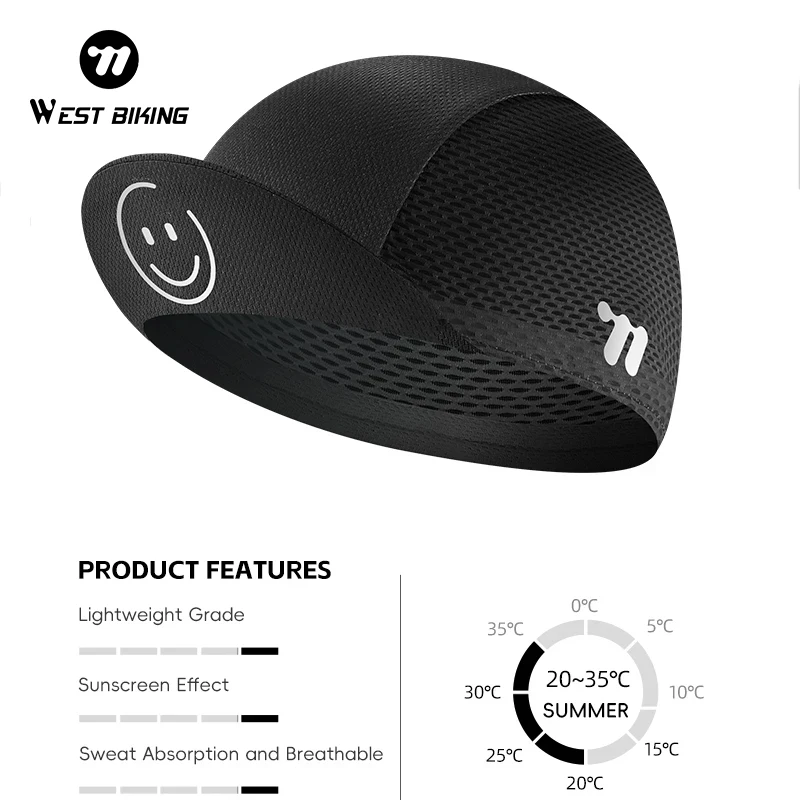 

WEST BIKING Cycling Hat Quick Dry Bicycle Cap Summer Breathable Helmet Liner With Visor UV Protection Outdoor Sports Cooling Cap