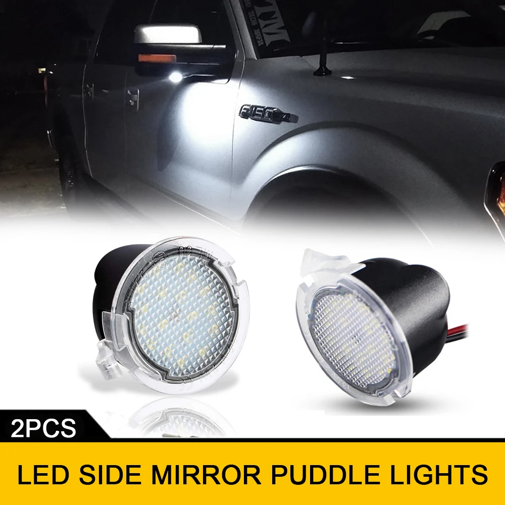 

6000K White LED Under Side Rearview Mirror Lights Puddle Lamp For Mercury Sable Montego MK3 04-07 Ford Flex Fusion F-150 Raptor