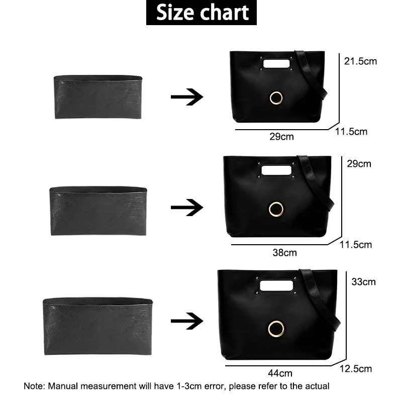EverToner Portable DuPont Paper Insert Bag For Gr-tto Carry Handbag Travel Makeup Storage Organization Inner Bag Support Shaper