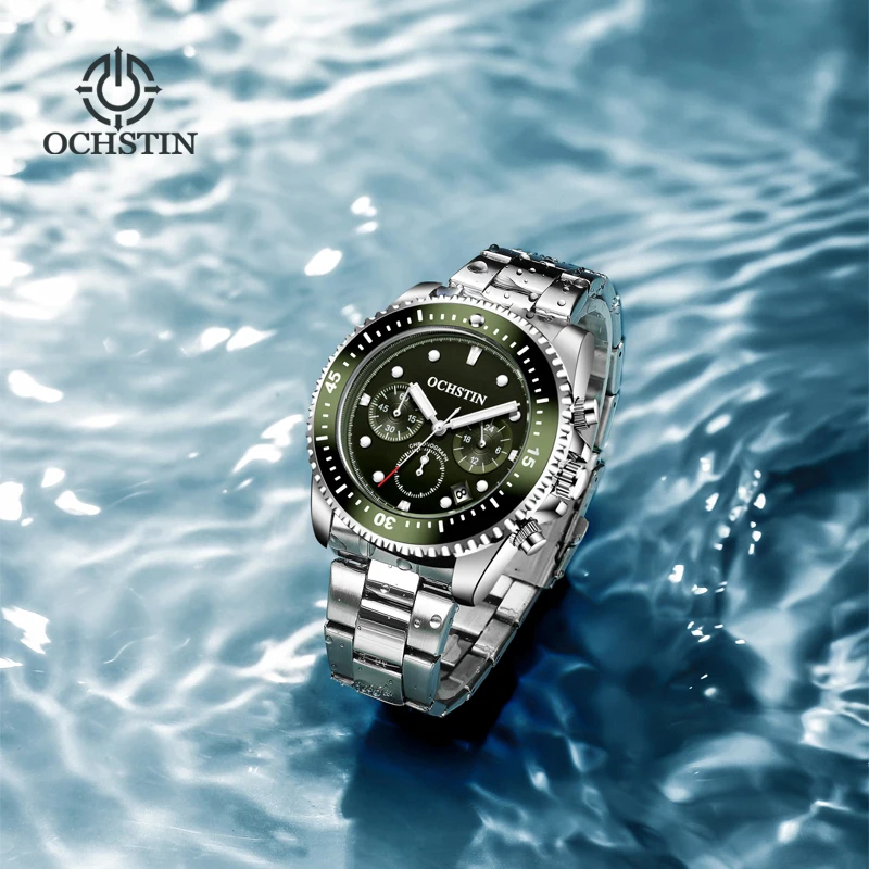 

OCHSTIN наручные часы из нержавеющей стали, мужские многофункциональные кварцевые часы, мужские водонепроницаемые часы со светящимися стрелками, роскошные часы