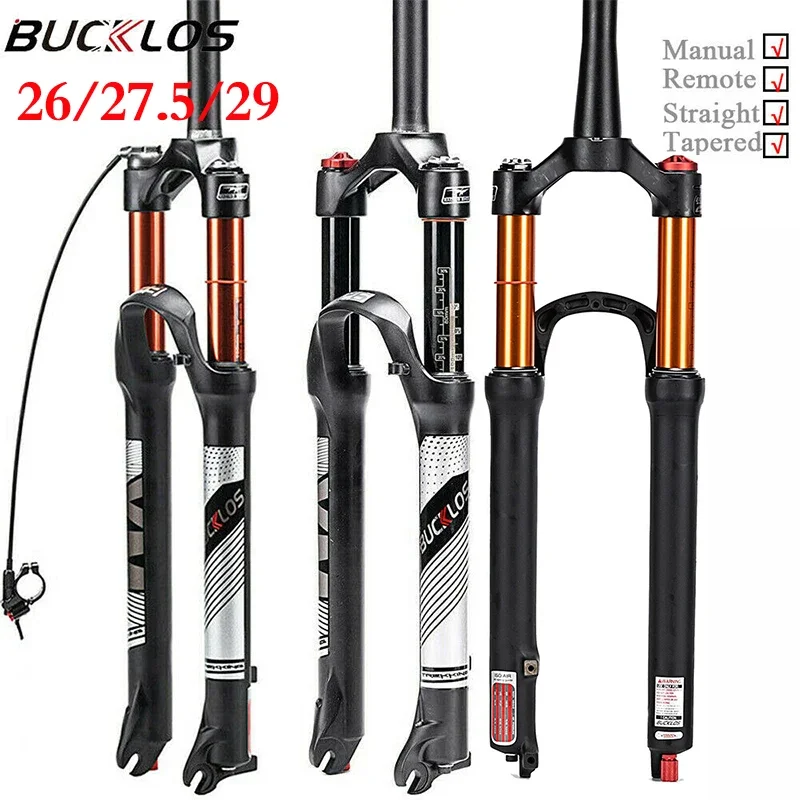 

BUCKLOS 27.5 Bike Fork 26 29 Air Suspension Bicycle Fork Aluminum Alloy Mountain Bike Forks Remote/Manual Bike Accessories