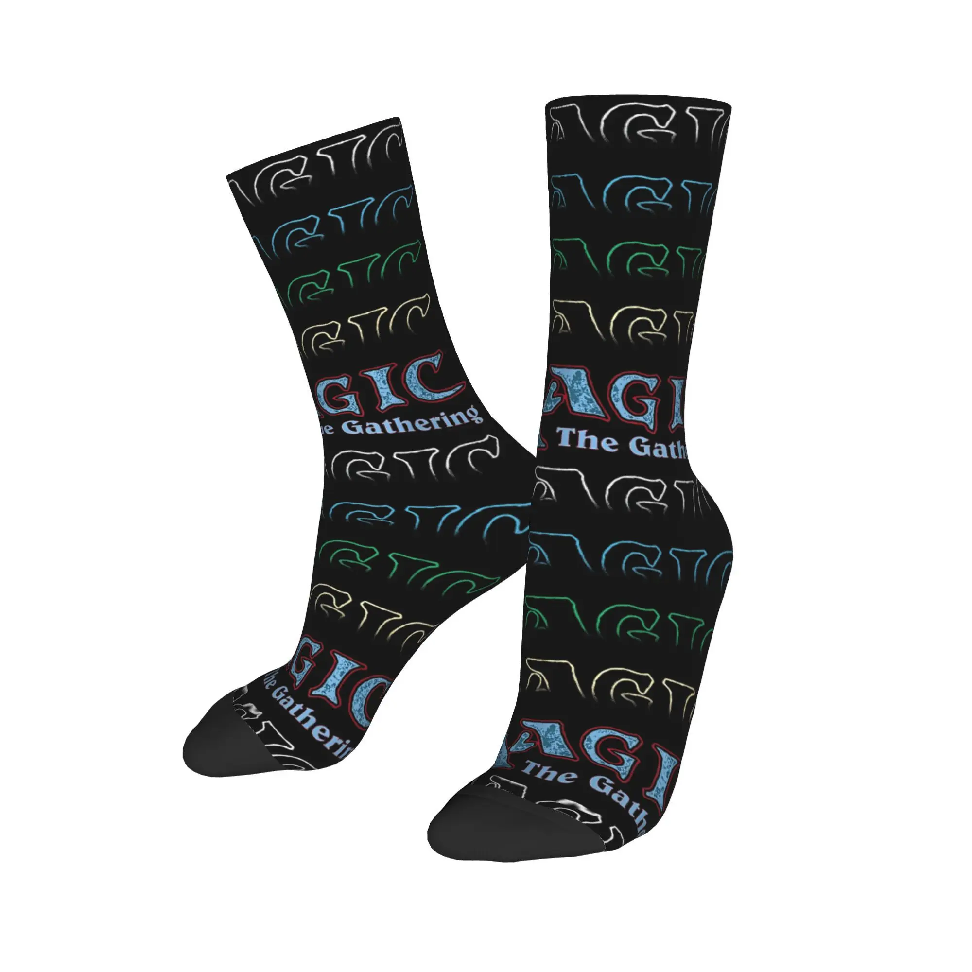 Magic Games Gathering MTG Socks Men's Women's Polyester Funny Happy Repeat of Retro Logo Socks Middle Tube Socks Gift Stockings