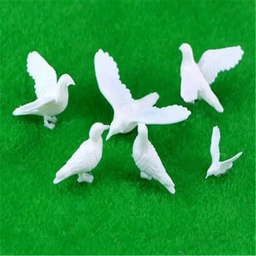 Modèle de pigeons blancs miniatures, 2-5cm, 5 pièces, kits de disposition des espèces d'oiseaux pour architecture de diorme, scène de zoo, matériel exécutif